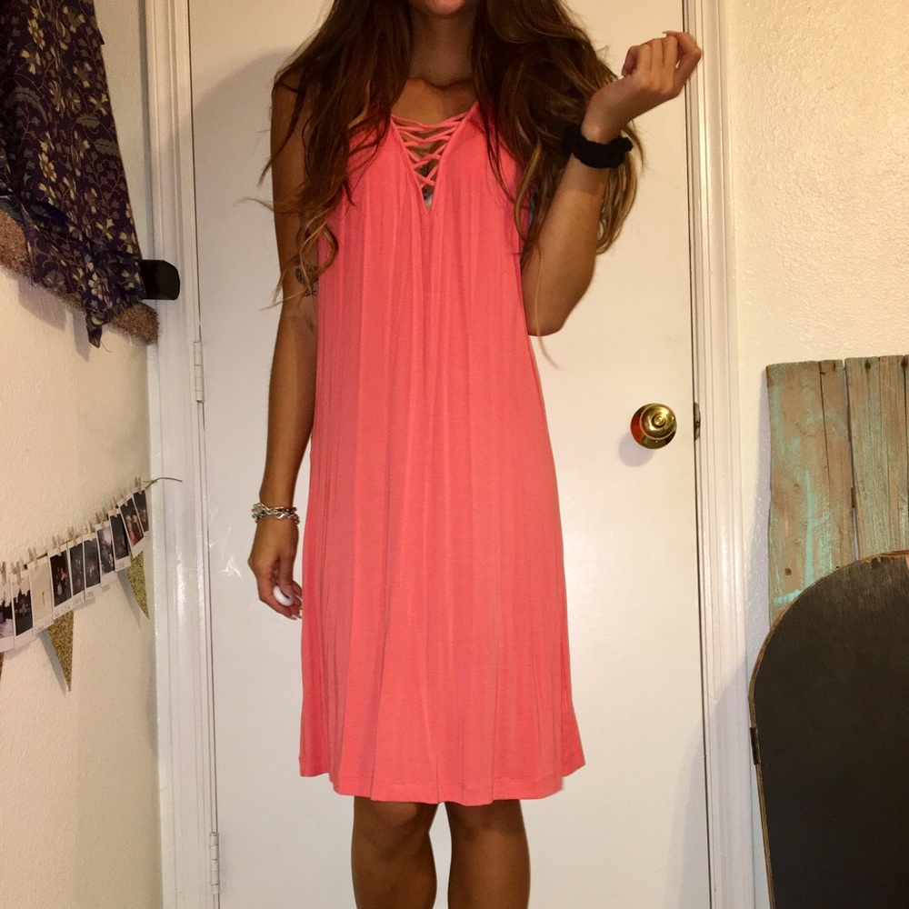 Nordstrom Coral Dress Spaghetti Strap Never Worn S